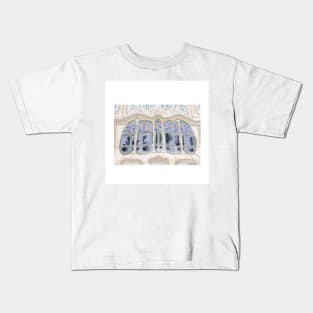 casa balto ecopop gaudi art architectural sketch spanish art Kids T-Shirt